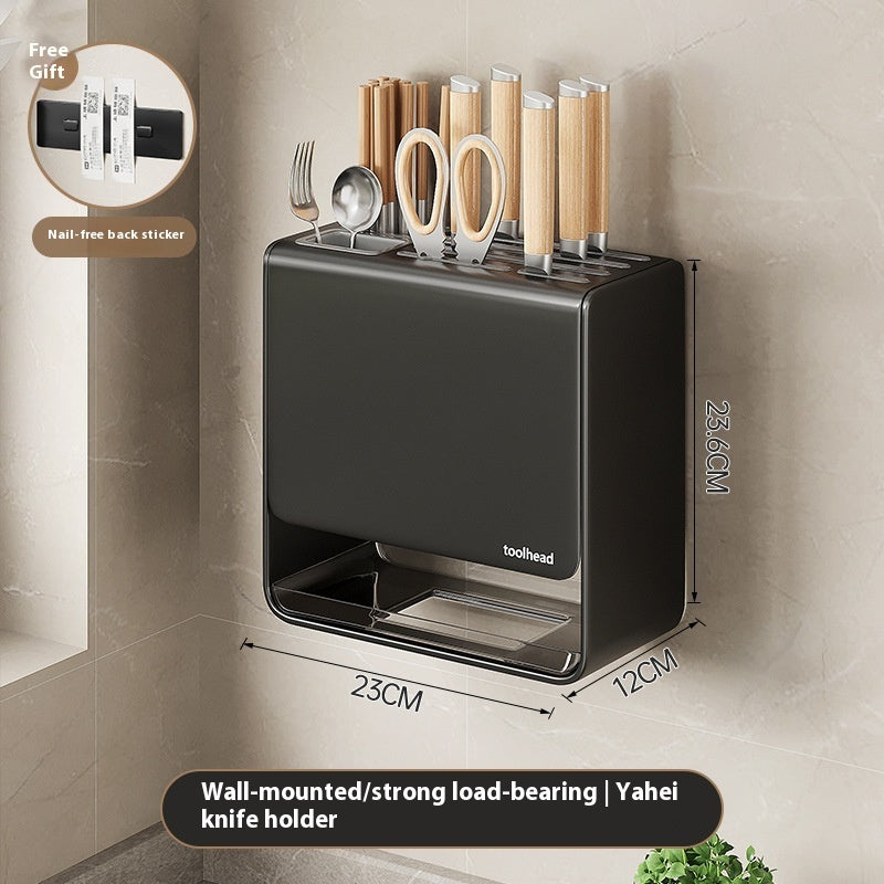 Gun Gray Kitchen Knife Holder Storage Rack
