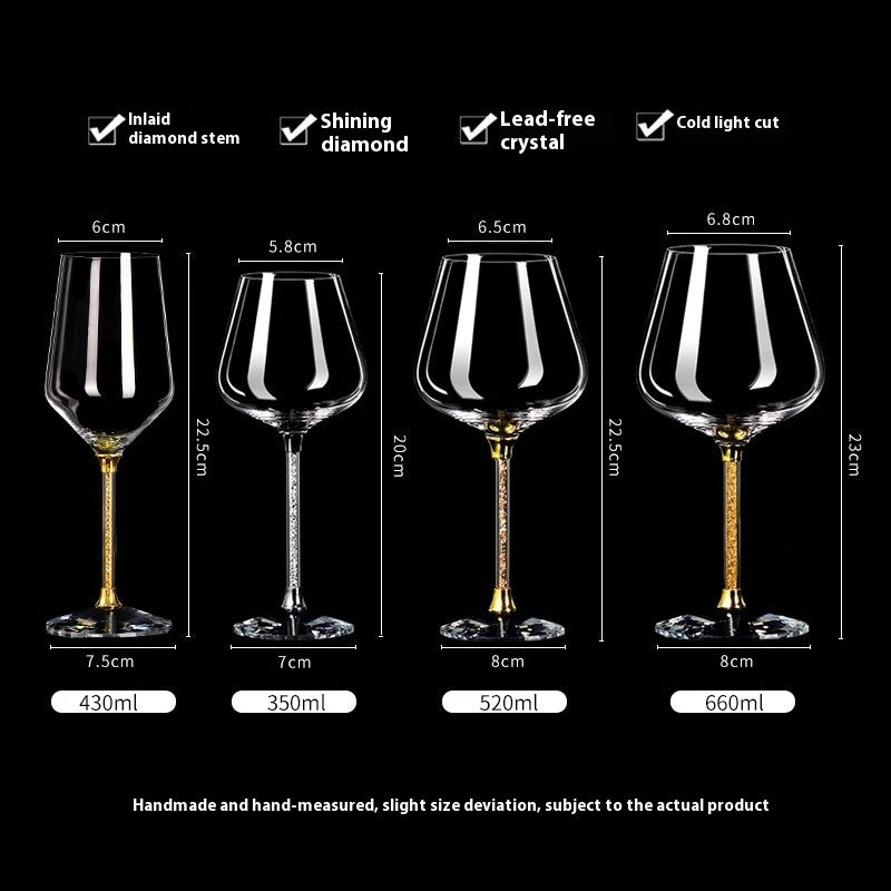 Crystal White Diamond Gold Foil Goblet Wine Glass