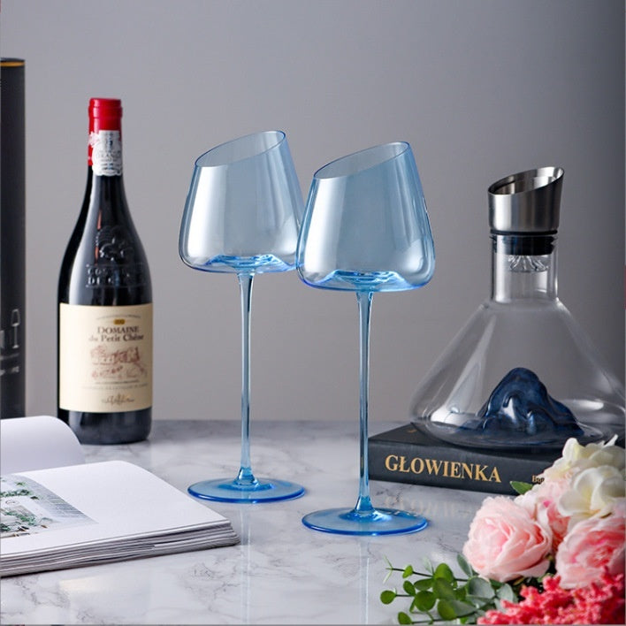 Klein Blue Crystal Glass Goblet Red Grape Wine Glass