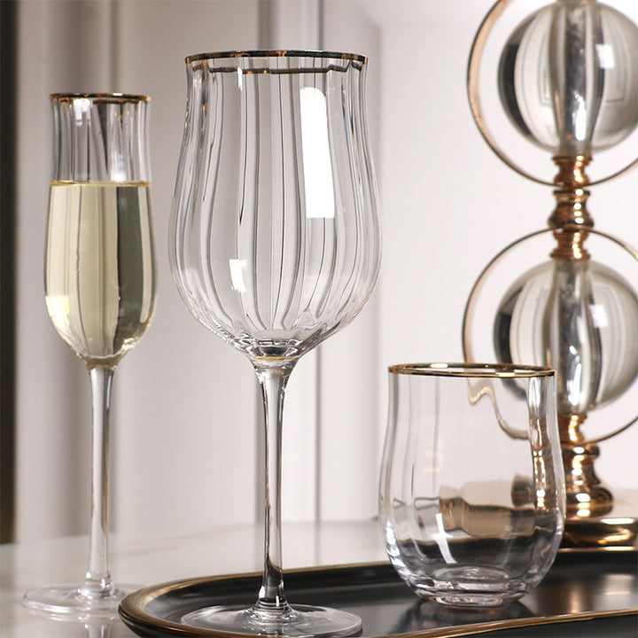 Tulip Ribbed Crystal Cocktail and Juice Glass Set