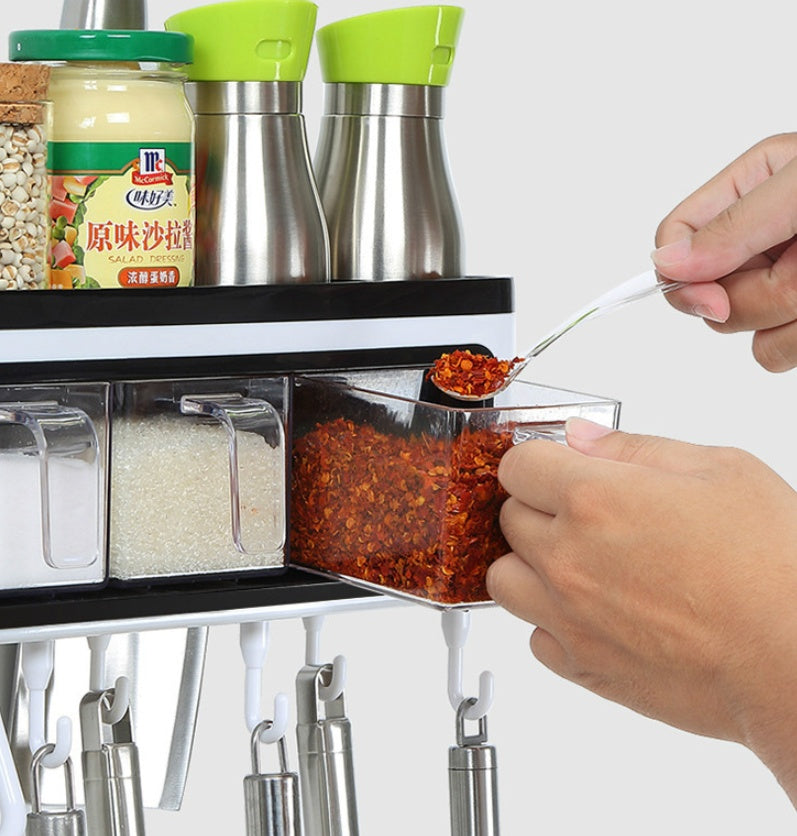 Multi-Function Wall-Mounted Kitchen Storage Box Organizer