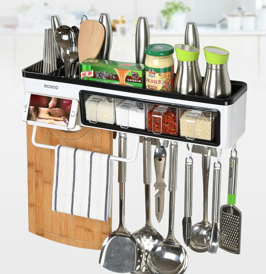 Multi-Function Wall-Mounted Kitchen Storage Box Organizer