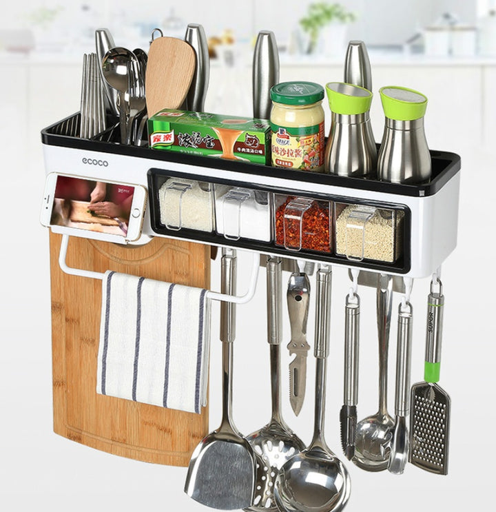 Multi-Function Wall-Mounted Kitchen Storage Box Organizer