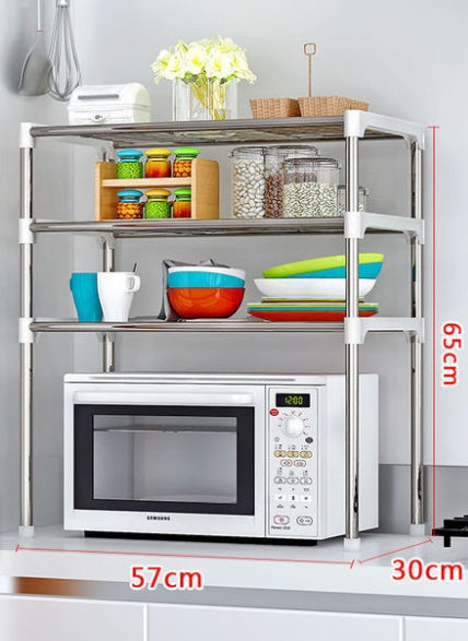 Multi-Purpose Kitchen and Bathroom Microwave Shelf Organizer