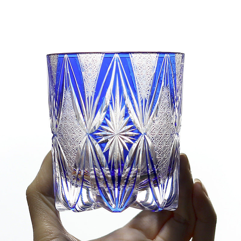 Hand Carved Whiskey Crystal Glass Wine Glass