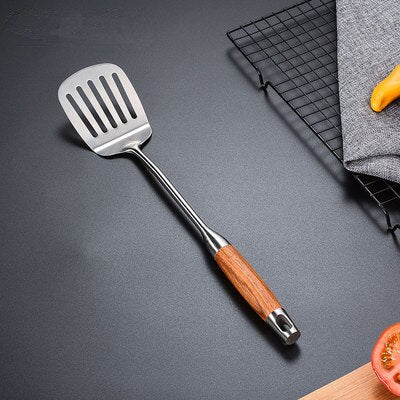 304 Stainless Steel and Huali Wooden Kitchen Spoon