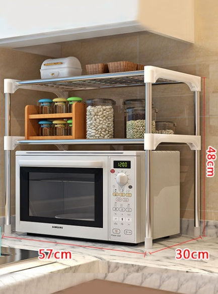 Multi-Purpose Kitchen and Bathroom Microwave Shelf Organizer