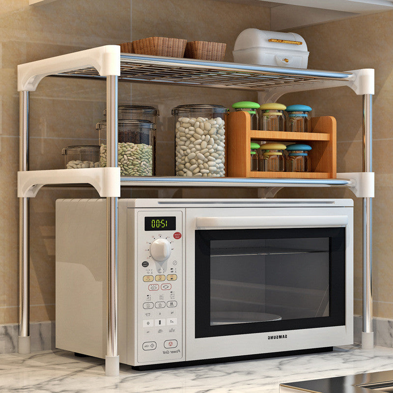 Multi-Purpose Kitchen and Bathroom Microwave Shelf Organizer