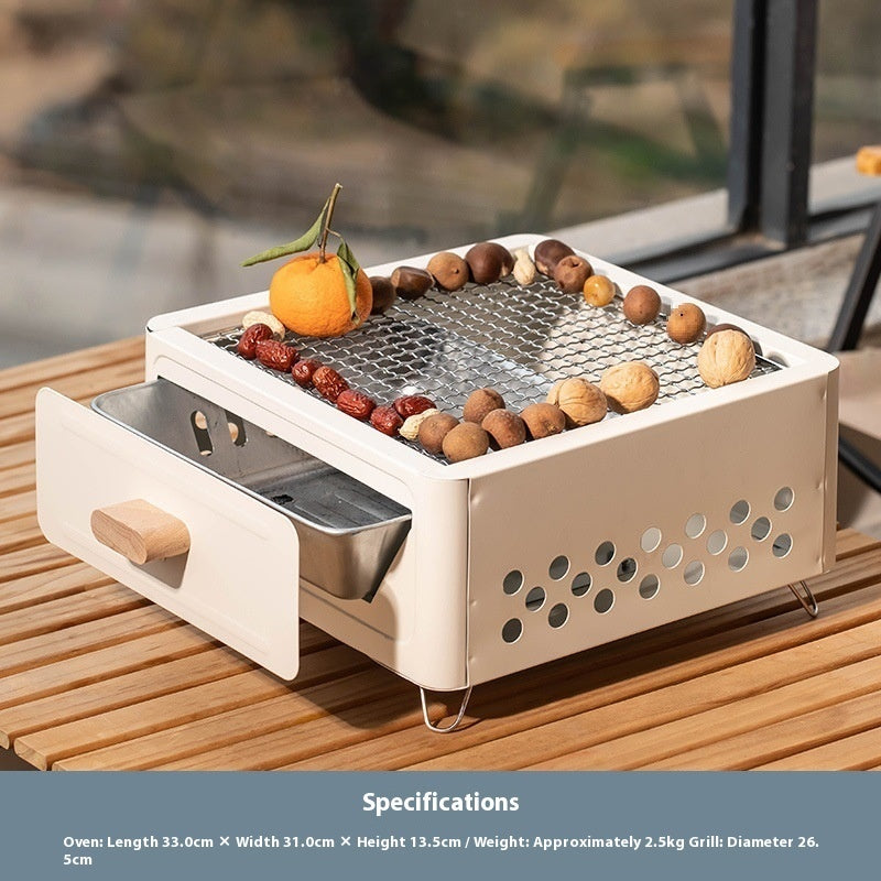 Square Outdoor Charcoal Barbecue Oven Grill