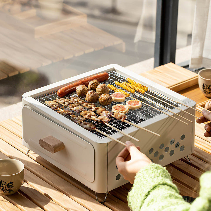 Square Outdoor Charcoal Barbecue Oven Grill