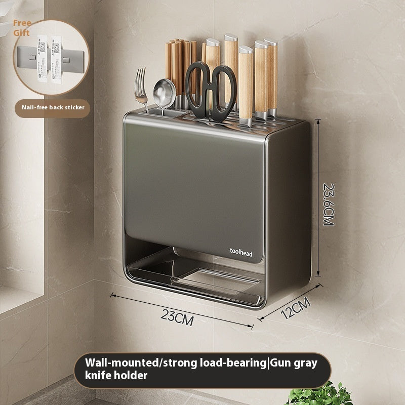 Gun Gray Kitchen Knife Holder Storage Rack
