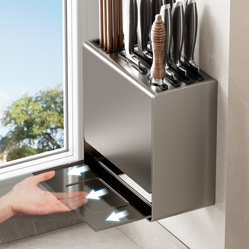 Gun Gray Kitchen Knife Holder Storage Rack