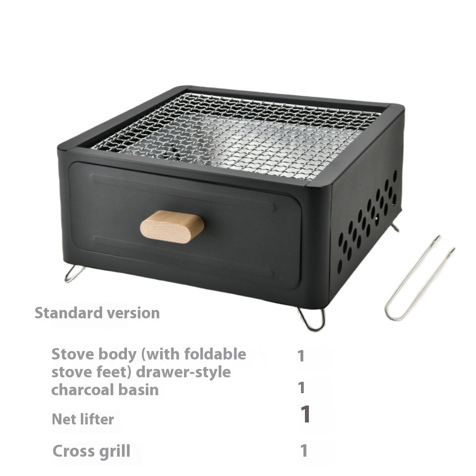 Square Outdoor Charcoal Barbecue Oven Grill