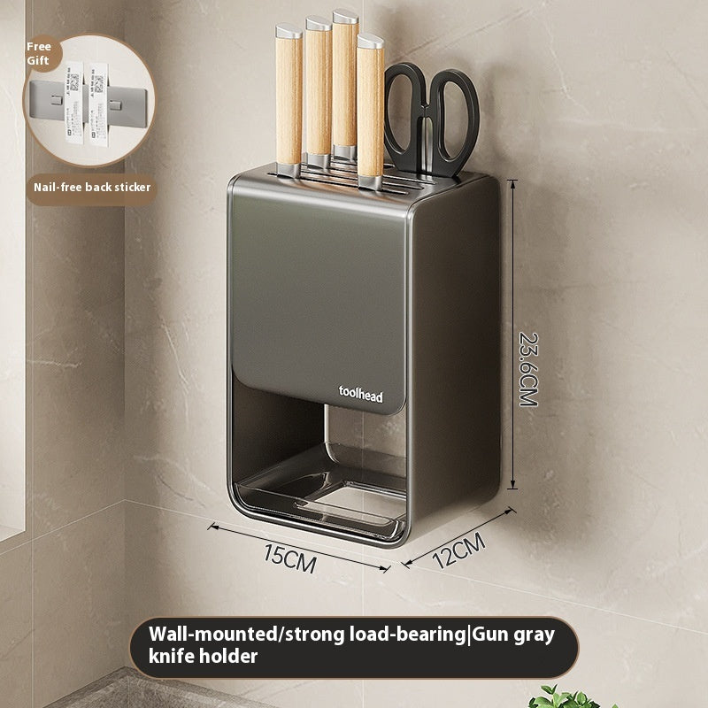 Gun Gray Kitchen Knife Holder Storage Rack