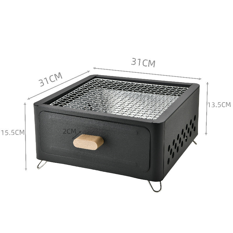 Square Outdoor Charcoal Barbecue Oven Grill