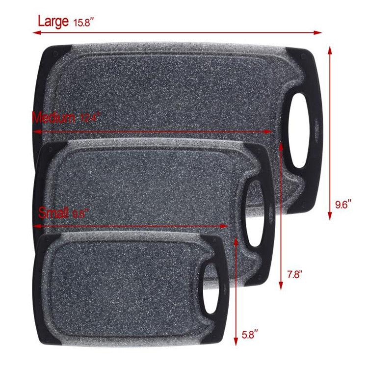 Three-Piece Hangable Imitation Marble Plastic Cutting Board Set