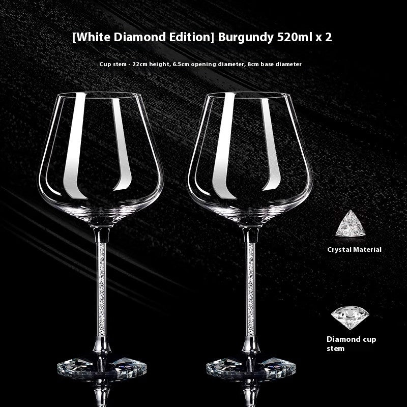Crystal White Diamond Gold Foil Goblet Wine Glass