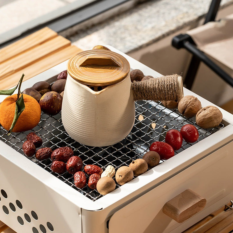 Square Outdoor Charcoal Barbecue Oven Grill