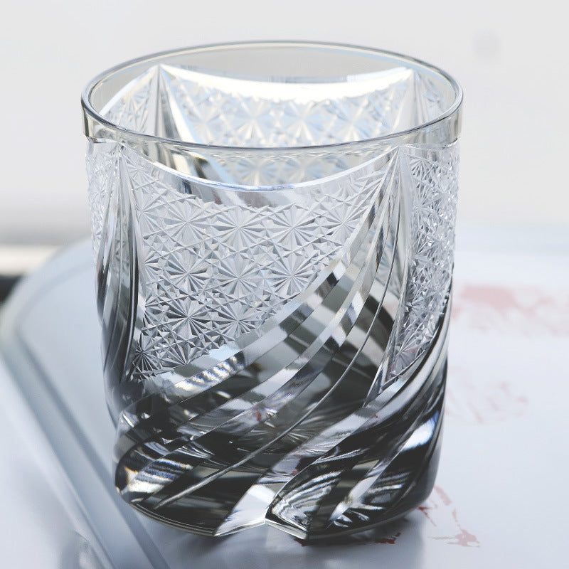 Hand Carved Whiskey Crystal Glass Wine Glass