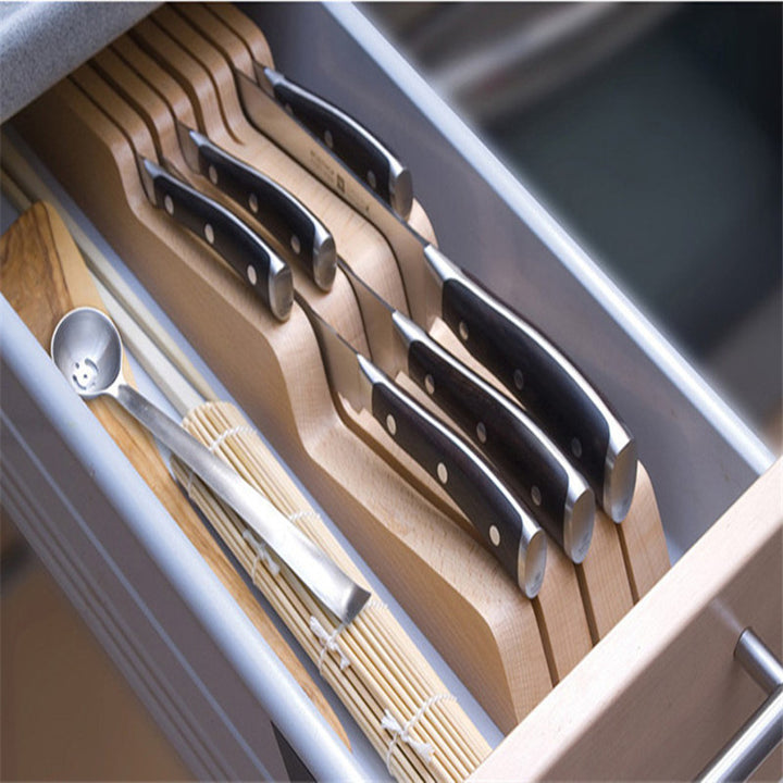Horizontal Wooden Knife Holder Storage Rack
