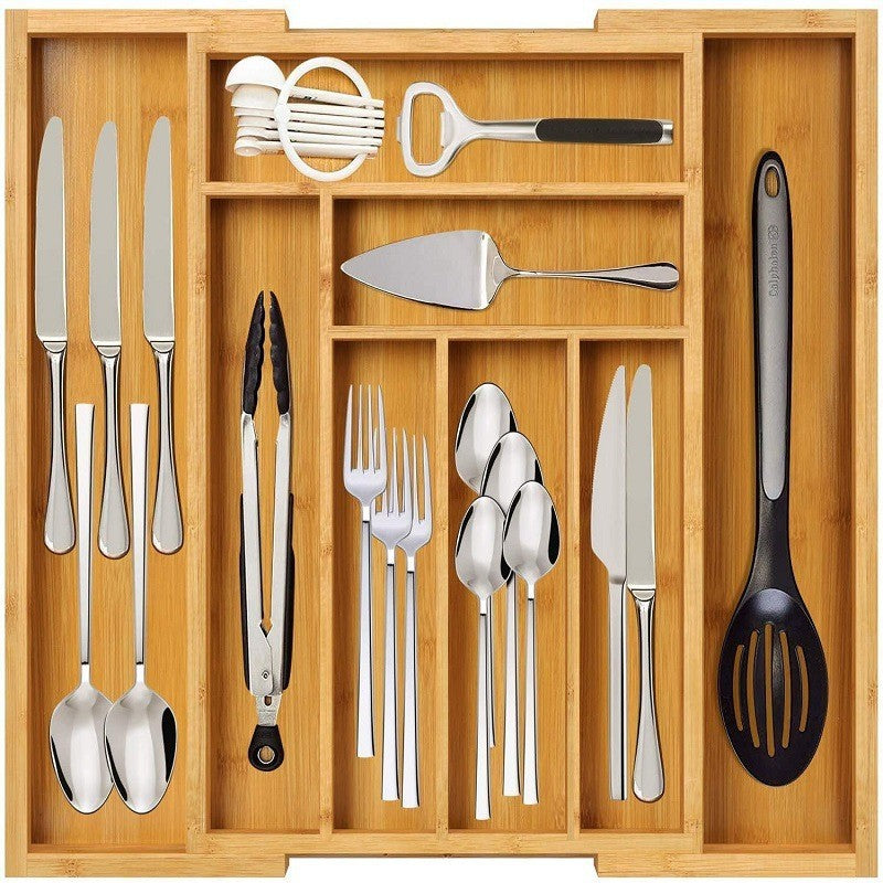 Bamboo Expandable Kitchen Drawer Storage Box