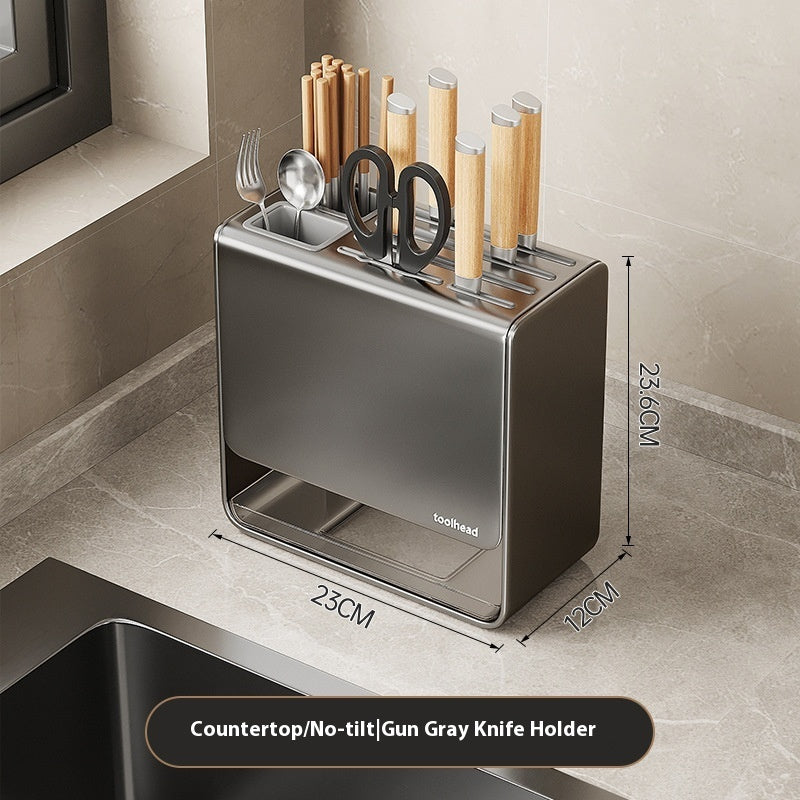 Gun Gray Kitchen Knife Holder Storage Rack