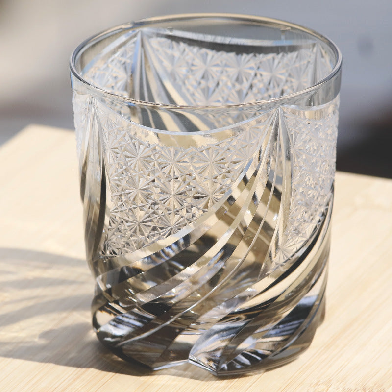 Hand Carved Whiskey Crystal Glass Wine Glass