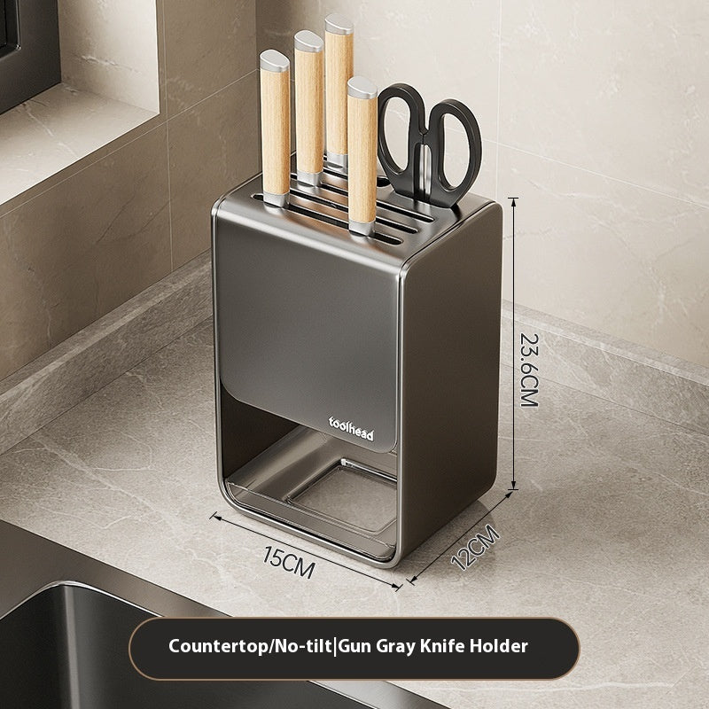 Gun Gray Kitchen Knife Holder Storage Rack